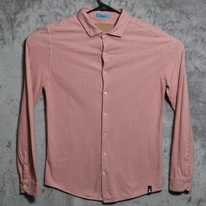 Drumohr Shirt Mens Large Pink Cotton Linen Spread Collar Long Sleeve Italy Made